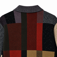 OEM Benutzerdefiniertes Logo Herren Patchwork Strick-Cardigan Wolle-Baumwoll-Mischung Gemischte Textur Knopfleiste Vorne Pullover