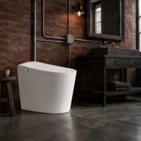 WC intelligent haut de gamme avec bidet intégré, monobloc allongé, chasse d'eau automatique à capteur, séchoir à air chaud, pour salle de bain de luxe