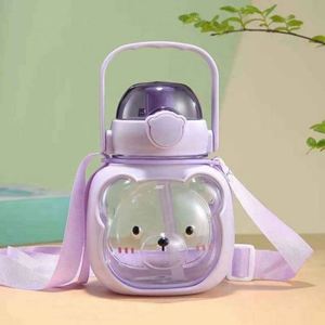 Cute Bear-Shaped Silicone Cup Food-Safe Reusable Plastic Large Capacity Dual-Drinking Anti-Scalding Silicone Bear Cup Straight - Product Image 4