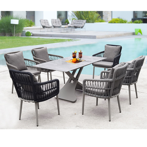Mesa de Aluminio Darwin de Foshan con Tablero Personalizado y Sillas para Comedor Exterior, Ideal para Hoteles y Terrazas Modernas, 12 Asientos - Product Image 4