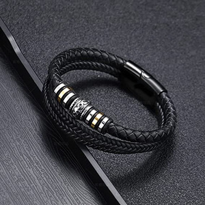 <b>Mens</b> Gold Bracelet Cross Border Multi Verified Manufacturer for Wholesalers Gunmetal Plated Technical High Grade Titanium Steel - Product Image 2