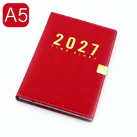 Agenda 2025 en cuir PU rigide, mini A5, coloré, anglais, 365 jours, planificateur, logo personnalisé, journal, calendrier scolaire, hebdomadaire