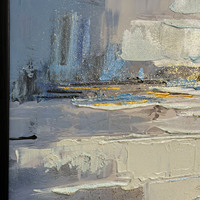 Peinture abstraite texturée 3D d'art moderne, murale minimaliste bleue et blanche pour la décoration intérieure, tailles personnalisées disponibles