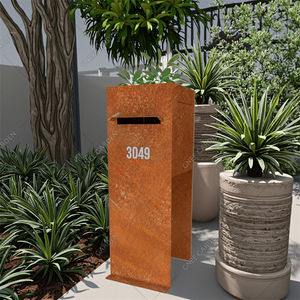 Buzón de acero Corten grande Buzón de correo impermeable independiente Construcción de metal duradera para jardín y patio - Product Image 5