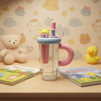 Bouteille d'eau carrée moderne colorée de haute qualité pour enfants, anti-fuite, avec paille, portable, avec cordon de serrage, pour sports de plein air, en plastique