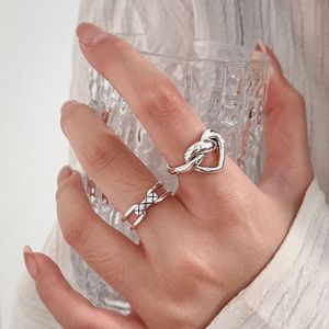Yinruitai S925 Sterling Silver Twisted Heart <b>Ring</b> Women Minimalist <b>Open</b> Design Student Jewelry Gift - Product Image 3
