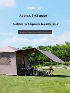 Tente de camping instantanée pop-up <span class=keywords><strong>en</strong></span> forme de sommet, <span class=keywords><strong>deux</strong></span>-<span class=keywords><strong>en</strong></span>-<span class=keywords><strong>un</strong></span> avec auvent, grand espace, revêtement noir, abri familial extérieur – Meilleure vente - Product Image 5