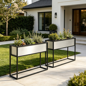 Jardinières modernes en aluminium ML, pots de fleurs carrés minimalistes pour l'extérieur avec finition thermolaquée pour la verdure des centres commerciaux - Product Image 4