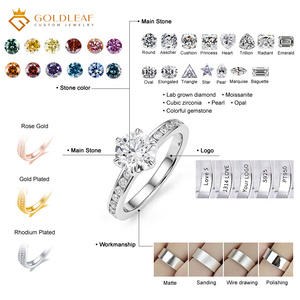 Anillo de Compromiso Goldleafgem Personalizado de Oro Blanco de 10k, 14k, 18k con Diamante Cultivado en Laboratorio de Corte Redondo de 1CT, 2CT, 3CT DEF CVD HPHT, con Certificado IGI - Product Image 4