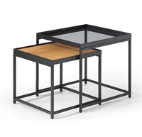 Table basse carrée moderne avec pieds en acier et peinture noire, meubles de salon haut de gamme