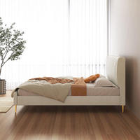 Ensemble de meubles de chambre à coucher : Literie moderne en bois blanc avec couette, lit king size en cuir et tissu avec coffre de rangement – Vente en gros