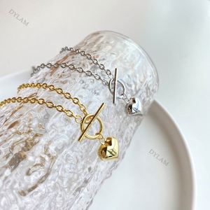 Dylam Gold Heart <b>Necklace</b> for Women <b>Initial</b> Pendant <b>Necklace</b> with Layered Chains Paperclip Gold Chain Trendy Jewelry - Product Image 2