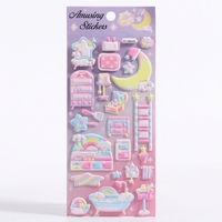 Autocollants décoratifs en relief de dessins animés - Autocollants 3D à bulles pour coque de téléphone, scrapbooking, ordinateur portable et travaux manuels DIY