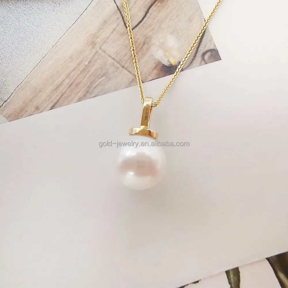 Collier de perles en or pur 14K, collier en diamant naturel, Design populaire, collier en or massif, vente en gros