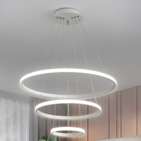 Lustre LED Simple en acrylique et or de luxe avec anneau circulaire noir pour salon, lampes suspendues de plafond