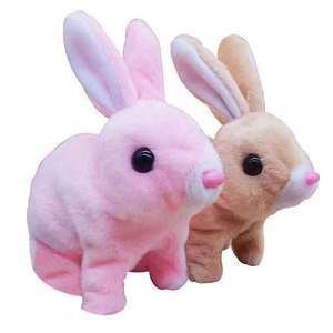 Jouet pour animaux de compagnie : Lapin blanc électrique en peluche, simulation réaliste, peut marcher, aboyer, bouger sa bouche et secouer ses oreilles, lapin à poils longs - Product Image 1