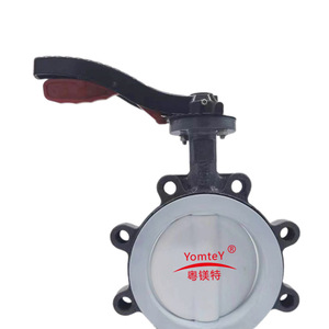 YomteY Lined <b>PTFE</b> Butterfly Valve Ductile Iron Wafer Type Manual Soft Seal Room Temperature Weak Acid Base Media - Product Image 2