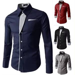 Camicia Aderente da Uomo a Maniche Lunghe con Strisce Decorative e Colori a Contrasto, da Strada, con Colletto Reversibile, Monopetto e Taschino, Taglie <span class=keywords><strong>M</strong></span>-3XL - Product Image 3
