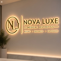 Lettres rétroéclairées en acier inoxydable 3D personnalisées, logo lumineux LED pour salon de beauté, clinique esthétique, décoration murale