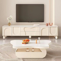 Meuble TV moderne de style crème blanc, appartement de petite taille, salon, bois massif, rangement, 2 m de long, meuble TV SK2308