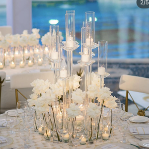 Bougeoir en <span class=keywords><strong>Cristal</strong></span> Transparent avec Couvercle pour Centre de Table de Mariage - Product Image 3