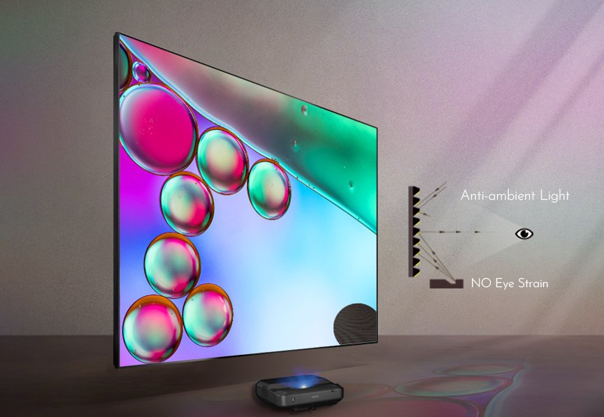 R 120'' Pantalla fija 16:9 ALR 4K T-Prism tiro ultracorto - marco