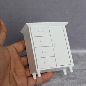 1:12 <span class=keywords><strong>maison</strong></span> de poupée mini modèle de meubles d'<span class=keywords><strong>ameublement</strong></span> micro scène tiroir en bois massif armoire latérale de couleur BRICOLAGE armoire blanche - Product Image 2