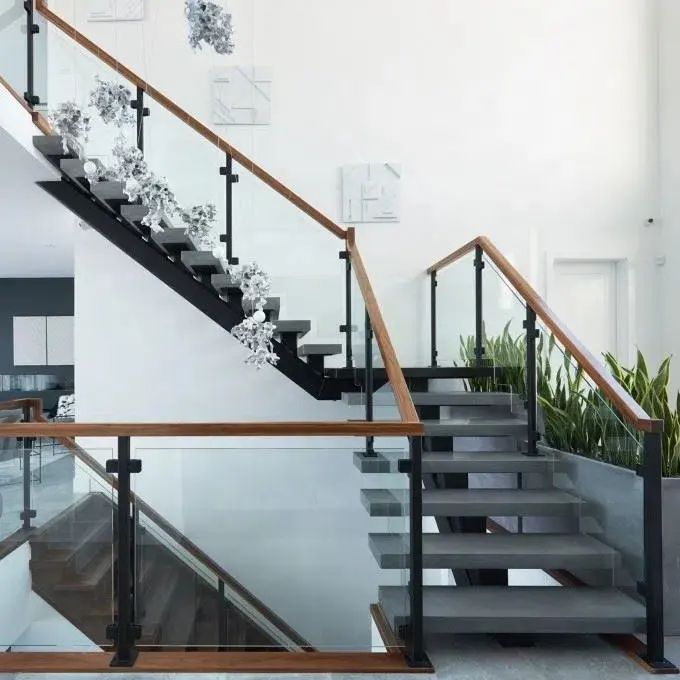Modern Stainless Steel Glass Railing Stainless Steel Stair Handrail For Aprtmen Office Villa