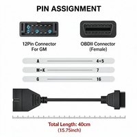 Câble adaptateur de diagnostic GM 12 broches vers OBD2 16 broches, connecteur femelle OBDII 16 broches pour voitures GM anciennes, compatible avec les outils de diagnostic
