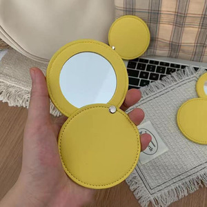 Customized Mini Pocket Mirror PU Leather Folding Makeup Mirror for On-the-go Beauty Routine for Travel Promotional Product