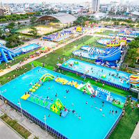 Grand parc aquatique gonflable mobile, piscine, jeux d'obstacles aquatiques pour les écoles et les familles, toboggan aquatique gonflable en PVC