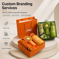 Set Hadiah Perusahaan 4 in 1 dengan Branding Kustom: Botol Terisolasi, Kipas Mini, Payung Kompak, Kotak Hadiah untuk Promosi Bisnis
