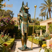D & Z Art Group Statue d'Anubis en bronze coulé d'art ancien égyptien d'extérieur personnalisé pour la décoration de jardin ou la présentation de musée