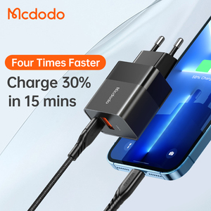 Mcdodo Bộ Sạc Nhanh USB A + Type C Cổng Kép 20W 18W Bộ Sạc USB Điều Khiển Nhiệt Độ Thông Minh QC3.0 + PD 20W Phích Cắm EU - Product Image 4