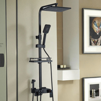 Ensemble de douche thermostatique contemporain haut de gamme à six fonctions, double poignée, jet de pluie, finition chromée pour hôtels, fabriqué en laiton durable