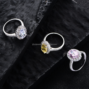 शीर्ष ग्रेड 925 स्टर्लिंग चांदी गुलाबी घन जिक्रोन दिल पानी ड्रॉप सगाई बर्फीले महिलाओं के गहने के छल्ले वादा शादी के छल्ले - Product Image 2