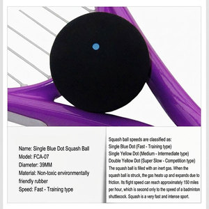 Balle de squash professionnelle en caoutchouc à point bleu unique de 39 mm, rebond élevé, balle d'entraînement rapide pour débutants, prix d'usine en gros - Product Image 6