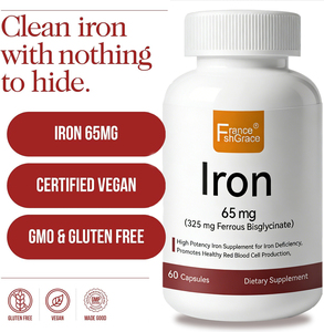 Fabricante de Suplementos Nutracéuticos de Hierro para el Apoyo de las Glóbulos Rojos y la Energía, 65 mg, 60 Cápsulas Vegetales de Hierro - Product Image 3