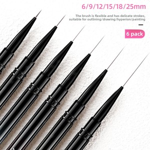Ultra Fine Metal Rod Nail Liner Brush <b>Set</b> <b>Crimped</b> Nylon Hair 11mm Powder 3D French Acrylic Brush - Product Image 4