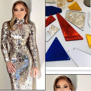 Strass à coudre en acrylique miroir Oleeya, tailles assorties, pour travaux manuels DIY, pierres plates à coudre pour décorations de vêtements et robes - Product Image 6
