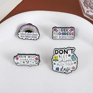 Juego <span class=keywords><strong>de</strong></span> Broches Metálicos con Diseños Florales, Arcoíris y Frases Positivas, Broches Personalizados <span class=keywords><strong>de</strong></span> Esmalte Suave para Uso Diario - Product Image 3