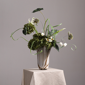 Luce moderna di lusso verde fiori artificiali fatti a mano grande decorazione della tavola di vetro per il soggiorno alberghi ristoranti ville - Product Image 3