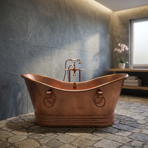 Baignoire autoportante en cuivre artisanale CH-799 de Indian Home Crafts, baignoire ovale sans couvercle pour salles de bain à domicile et hôtels - Product Image 3