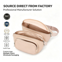 Sac banane tendance et spacieux en PU imperméable avec logo, idéal pour maman et bébé, compagnon portable avec fermeture éclair