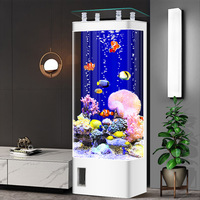 Aquarium en verre pour salon, petit et moyen, sur pied, avec filtre arrière, carré, vertical, sans changement d'eau, 2 ans