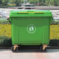 Poubelle à roulettes extérieure de 660 L, bac à déchets industriel en plastique, conteneur mobile pour déchets, poubelle de recyclage avec roues
