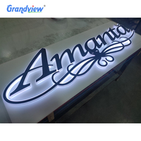 Panneaux d'affichage commerciaux intérieurs, enseignes lumineuses à LED, enseignes de magasin de détail, hall d'accueil, bureau, lettres en acrylique rétroéclairées, lettres en relief 3D sur le mur