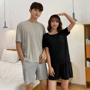 Venta Directa de Fábrica, Camiseta de Manga Corta y Pantalones Cortos de Viscosa Térmica de Verano, Ropa de Dormir <span class=keywords><strong>para</strong></span> Parejas, Hombre y Mujer - Product Image 5