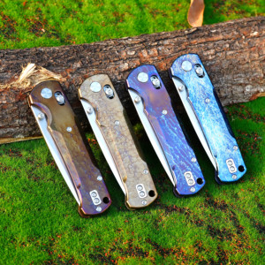 GT-T0039-4 高級チタン製 バーニングライトニングパターン VG-10 アクシスロック アウトドア折りたたみナイフ - Product Image 5