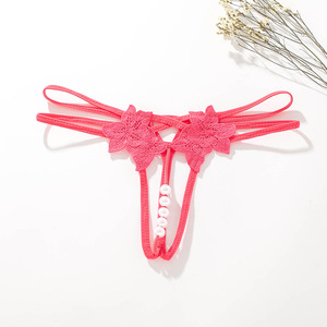 Biancheria intima erotica da donna Sexy con cavallo <span class=keywords><strong>aperto</strong></span> mutandine perizoma con perla - Product Image 3